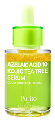 PURITO Azelaic Acid 10 Kojic Tea Tree, odą raminantis serumas, 30 ml