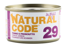 NATURAL CODE 29 Tuncis Un Šķiņķis konservi kaķiem, 85 g