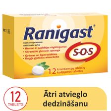 RANIGAST   SOS košļājamās tabletes, 12 gab.