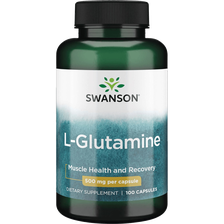 SWANSON L-Glutaminas 500 Mg, raumenų atsistatymui,  kapsulės, 100 vnt.