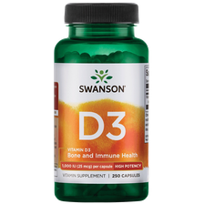 SWANSON Vitaminas D3 1000TV kapsulės, 250 vnt.