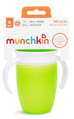 MUNCHKIN Miracle 360, zaļa, 6m+ mācību krūzīte, 207 ml