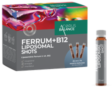 ACORUS BALANCE Ferrum + B12 Liposomal Shots (25 ml) pudelītes, 14 gab.