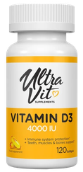 ULTRAVIT   Vitamin D3 4000 IU mīkstās kapsulas, 120 gab.