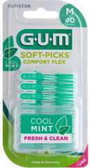 GUM Soft-Picks Comfort Flex, Medium Mint zobstarpu birstīte, 40 gab.