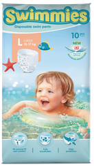 MOLTEX Swimmies L (12-17 kg) peldēšanas autiņbiksītes, 10 gab.