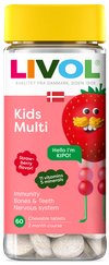 LIVOL  Multi Kids (zemeņu) košļājamās tabletes, 60 gab.