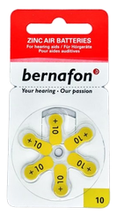 BERNAFON Nr.10 baterijas dzirdes aparātiem, 6 gab.