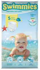 MOLTEX Swimmies S (4-9 kg) peldēšanas autiņbiksītes, 12 gab.