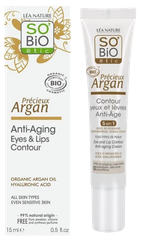 SO BIO ETIC Argan Anti-Aging Eyes & Lips krēms ādai ap acīm un lūpām, 15 ml