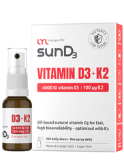 LYL sunD3 D3+K2 | 4000 SV+100 µg (150 devas) sprejs, 15 ml