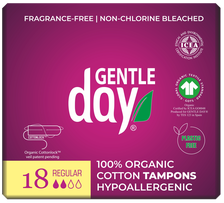 GENTLE DAY Regular Organic Cotton tamponi, 18 gab.