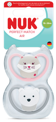 NUK Perfect Match Air (18-36 m), Silicone māneklītis, 2 gab.