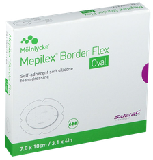 MEPILEX  Border Flex Oval 7.8 x 10 cm brūču pārsējs, 5 gab.