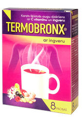TERMOBRONX Ar Vitamīnu C Un Ingveru, Augu karstais dzēriens, 8 gab.