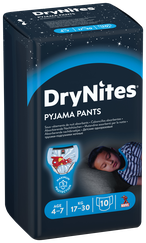 HUGGIES DryNites Zēniem 4-7 gadi autiņbiksītes, 10 gab.