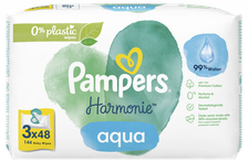 PAMPERS Harmonie Aqua (3x48) mitrās salvetes, 144 gab.