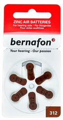 BERNAFON Nr.312 baterijas dzirdes aparātiem, 6 gab.