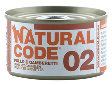 NATURAL CODE 02 Vista Un Garneles konservi kaķiem, 85 g