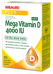WALMARK Mega D3 vitamīni 4000 IU Forte kapsulas, 90 gab.