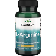 SWANSON L-argininas 500 Mg, imuninės sistemos stiprinimui, kapsulės, 100 vnt.