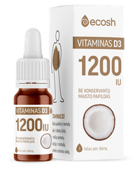 ECOSH 1200IU Vitaminas D3 su kokosų aliejus, 10 ml
