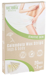 VICTORIA BEAUTY Calendula Legs & Body depilācijas vaska strēmeles, 20 gab.