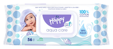 HAPPY Aqua Care mitrās salvetes, 56 gab.