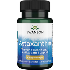 SWANSON Astaksantinas (Natūralus) 4 Mg, ląstelių apsaugai nuo oksidacinio streso, kapsulės, 60 vnt.