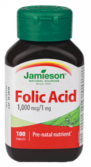 JAMIESON Folic Acid 1 mg tabletes, 100 gab.