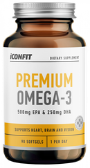 ICONFIT Premium Omega 3, 500 mg EPA 250 mg DHA mīkstās kapsulas, 90 gab.