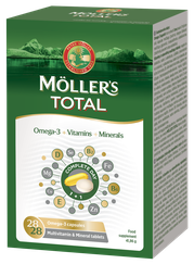 MOLLERS Total Omega-3 Zivju Eļļa tabletes + kapsulas, 56 gab.