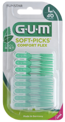 GUM Soft-Picks Comfort Flex, Large Mint zobstarpu birstīte, 40 gab.