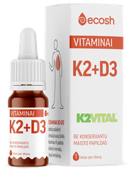 ECOSH Vitaminai K2+D3 aliejus, 10 ml