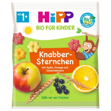 HIPP Organic Crispy Stars Apple, Orange, Blackcurrant uzkoda, 30 g