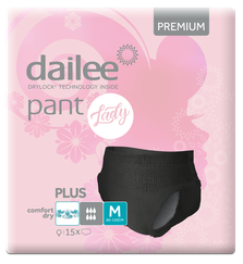 DAILEE Lady Premium Black Plus M biksītes, 15 gab.