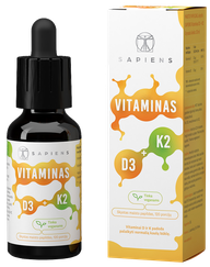 SAPIENS Vitaminas D3 + K2 skystis, 30 ml