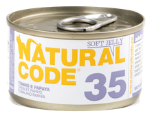 NATURAL CODE 35 Tuncis Un Papaija konservi kaķiem, 85 g