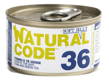 NATURAL CODE 36 Tuncis Un Zaļā Tēja konservi kaķiem, 85 g