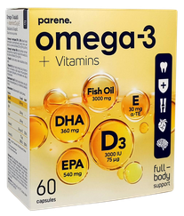 PARENE Omega-3+D3+E kapsulas, 60 gab.