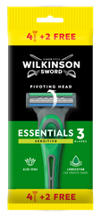 WILKINSON SWORD Essentials 3 Sensitive Men's vienreizlietojamie skuvekļi, 6 gab.