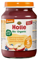 HOLLE (no 5 mēnešu vecuma) Ābolu un melleņu biezenis, 190 g