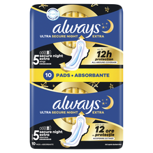 ALWAYS  Ultra Secure Night Extra, S5 higiēniskās paketes, 10 gab.