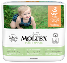 MOLTEX Eco Pure & Nature 3 Midi (4-9 kg) autiņbiksītes, 33 gab.