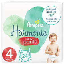 PAMPERS Harmonie Nappy Pants 4 (9-15 kg) autiņbiksītes, 24 gab.