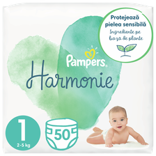 PAMPERS Harmonie 1 (2-5 kg) autiņbiksītes, 50 gab.