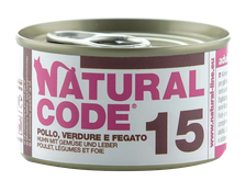 NATURAL CODE 15 Vista, Dārzeņi Un Aknas konservi kaķiem, 85 g