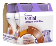NUTRICIA Fortini Compact Multi Fibre (ar Šokolādes - Karameļu Garšu), 125 ml dzēriens, 4 gab.