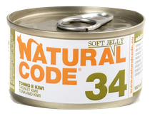 NATURAL CODE 34 Tuncis un Kivi konservi kaķiem, 85 g