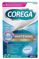 COREGA Whitening tabletes zobu protēžu tīrīšanai, 30 gab.